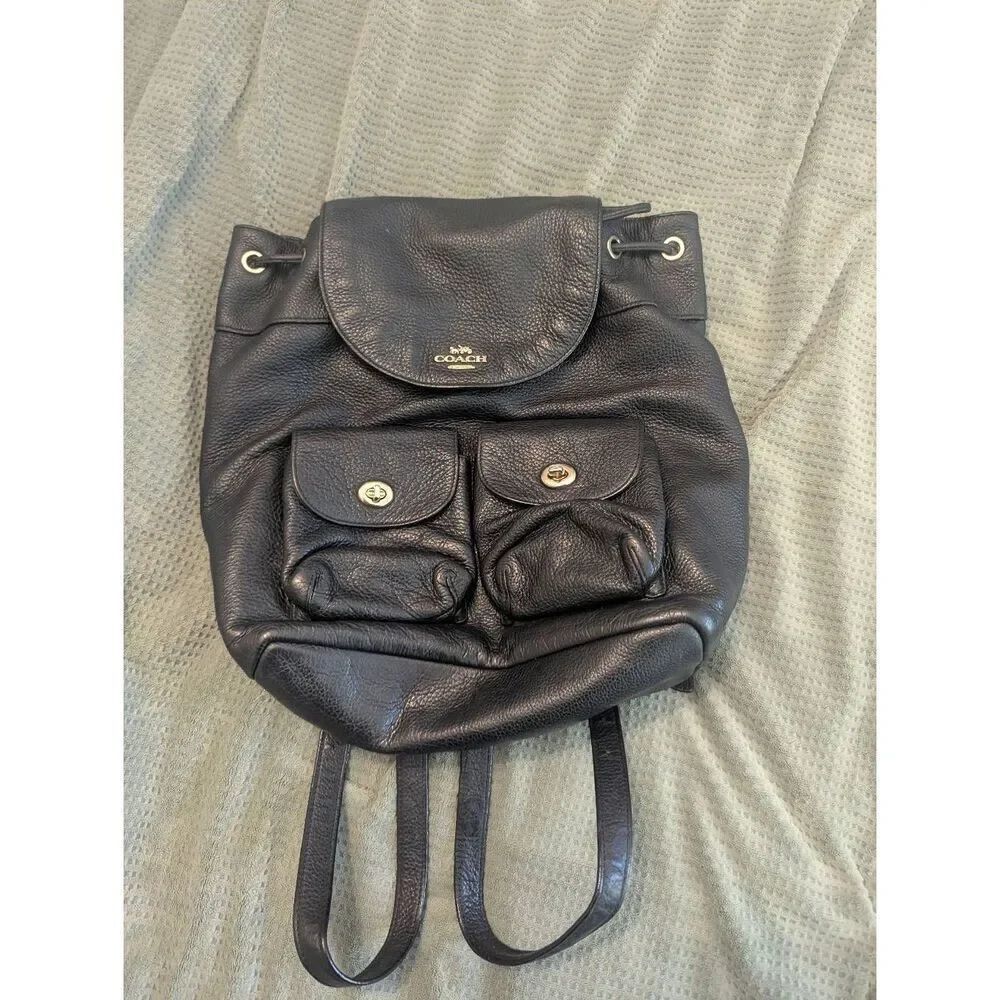 Coach Women’s Leather Backpack Tutnlock Ruksak Black Travel Small